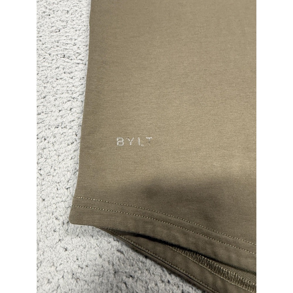 BYLT Drop Cut LUX Shirt Mens XL Brown Short Sleeve Curved Hem Tagless Tee Casual - Picture 2 of 8